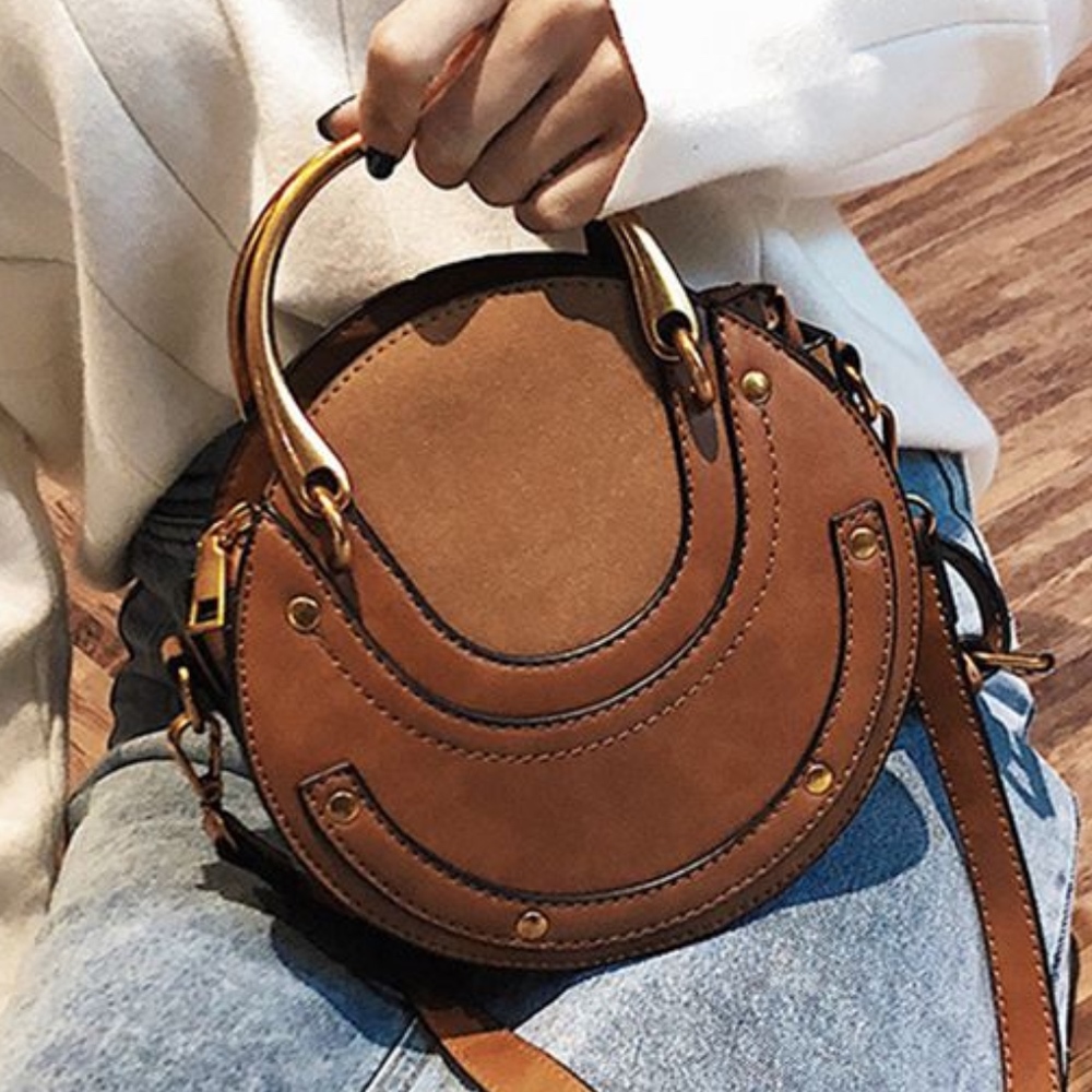 Round Popular Brown Rustic Handbag
